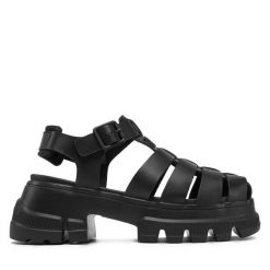 Sandały Tommy Jeans. Czarne sandały damskie Tommy Jeans, bez wzorów, z jeansu, bez obcasa, na koturnie, bez zapięcia. Za 379.99 zł.