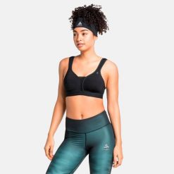 Biustonosz sportowy Odlo Sport bra PADDED HIGH. Czarne bielizna sportowa damska ODLO, bez wzorów. Za 349.98 zł.