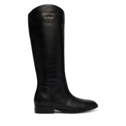 Kozaki Guess. Czarne kozaki damskie Guess, z aplikacjami, bez obcasa, na płaskiej podeszwie, bez zapięcia. Za 954.99 zł.