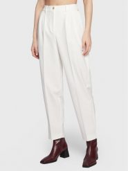 Tommy Hilfiger Spodnie materiałowe WW0WW37287 Biały Tapered Fit. Białe spodnie materiałowe damskie Tommy Hilfiger, bez wzorów, z materiału. Za 689.99 zł.
