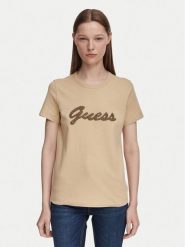 Guess T-Shirt W6YI29 K4348 Beżowy Regular Fit. Brązowe t-shirty damskie Guess, xs, z aplikacjami, z bawełny, bez kołnierzyka, bez ramiączek. Za 174.99 zł.