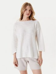 United Colors Of Benetton Sweter 115GD10CT Biały Boxy Fit. Białe swetry nierozpinane damskie United Colors Of Benetton, l, bez wzorów, z bawełny, bez kołnierzyka, bez ramiączek. Za 129.99 zł.