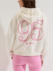 Dresowa rozpinana bluza z kapturem - kremowy. Białe bluzy damskie Sinsay, l, bez wzorów, z dresówki, bez ramiączek, z kapturem. Za 49.99 zł.