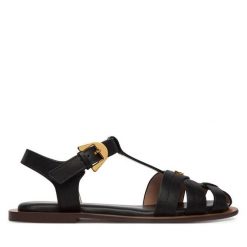 Sandały Coccinelle. Czarne sandały damskie Coccinelle, bez wzorów, bez obcasa, na płaskiej podeszwie, bez zapięcia. Za 849.99 zł.