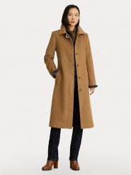 LAUREN RALPH LAUREN Płaszcz wełniany 297P23444001 Brązowy jasny Regular Fit. Brązowe płaszcze damskie Lauren Ralph Lauren, na zimę, bez wzorów, z wełny, bez kołnierzyka, bez kaptura. Za 2,199.00 zł.