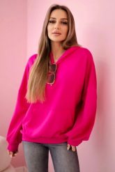 Bluza z kapturem masełko fuksja. Czerwone bluzy damskie KESI, l, bez wzorów, z elastanu, eleganckie, bez ramiączek, z kapturem. Za 204.91 zł.