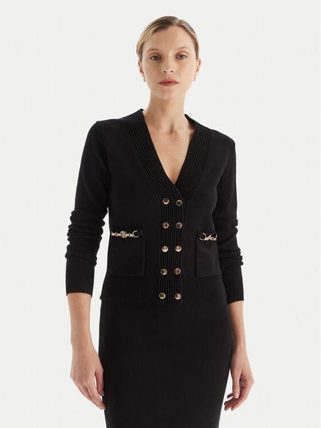 Fracomina Kardigan FR25WT8010K55601 Czarny Regular Fit. Czarne kardigany damskie Fracomina, xs, bez wzorów, z syntetyku, bez kołnierzyka. Za 689.99 zł.