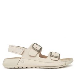 Sandały ECCO. Białe sandały damskie ecco, bez wzorów, bez obcasa, na płaskiej podeszwie, bez zapięcia. Za 529.99 zł.