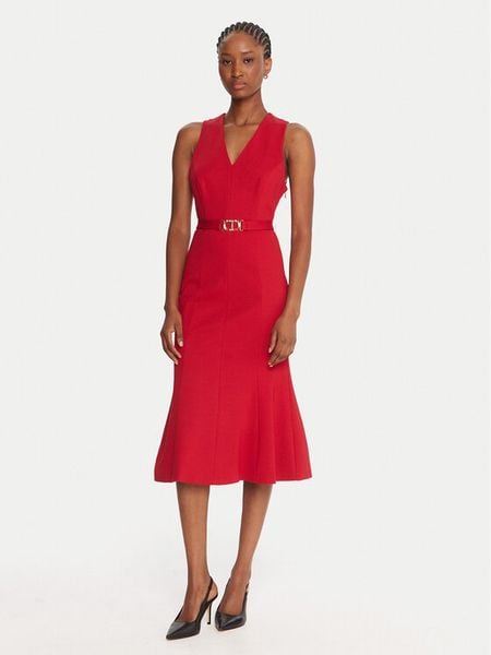 TWINSET Sukienka koktajlowa 252TP2606 Czerwony Slim Fit. Czerwone sukienki damskie Twinset, bez wzorów, z wiskozy, wizytowe, bez kołnierzyka, bez ramiączek. Za 1,089.00 zł.
