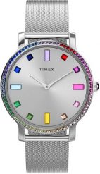 Zegarek damski Timex TW2W19100 CYRKONIE srebrny. Szare zegarki damskie Timex, srebrne. Za 856.30 zł.
