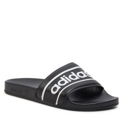 Klapki adidas. Czarne klapki damskie Adidas, bez wzorów, sportowe, bez obcasa, bez zapięcia. Za 149.99 zł.