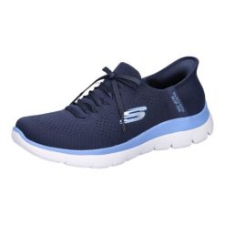 Buty sportowe Sneakersy damskie, Slip-Ins: Summits - New Daily. Niebieskie obuwie sportowe damskie Skechers, bez wzorów, bez zapięcia, trekkingowe, Skechers Sport. Za 369.99 zł.
