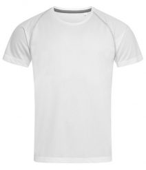 Koszulka T-shirt, Biała, Sportowa, ACTIVE-DRY Poliester, Raglanowe Rękawy. Białe koszulki sportowe męskie Stedman, m, bez wzorów, z materiału, bez ramiączek, na fitness i siłownię. Za 55.00 zł.