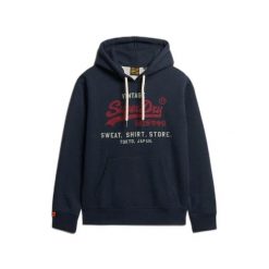 Bluza z kapturem Superdry Vl Heritage. Niebieskie bluzy męskie Superdry, m, bez wzorów, z bawełny, z kapturem. Za 341.40 zł.