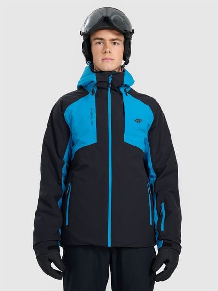 4F Kurtka narciarska membrana 8000 męska - niebieska M. Niebieskie kurtki sportowe męskie 4F, na zimę, m, bez wzorów, bez kaptura, narciarskie. Za 599.99 zł.