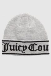 JUICY COUTURE Szara czapka z logo. Szare czapki damskie Juicy Couture, bez wzorów. W wyprzedaży za 150.99 zł.