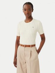 Tommy Hilfiger Bluzka WW0WW38744 Kremowy Regular Fit. Białe bluzki damskie Tommy Hilfiger, s, bez wzorów, z bawełny, bez kołnierzyka, bez ramiączek. Za 489.99 zł.