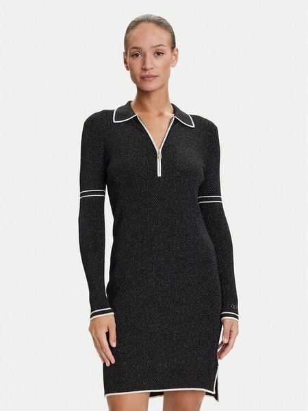 Liu Jo Sport Sukienka dzianinowa TF5028 MS49I Czarny Regular Fit. Czarne sukienki damskie Liu Jo Sport, xs, bez wzorów, z dzianiny, sportowe, bez kołnierzyka, bez ramiączek, sportowe. Za 519.99 zł.