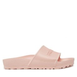 Klapki Birkenstock. Czerwone klapki damskie Birkenstock, bez wzorów, bez obcasa, bez zapięcia. Za 219.99 zł.