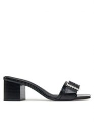 Calvin Klein Klapki Heel Mule 50 W/Buckle - Lth HW0HW02478 Czarny. Czarne klapki damskie Calvin Klein, bez wzorów, ze skóry, bez obcasa, bez zapięcia. Za 409.99 zł.