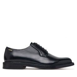 Półbuty HUGO. Czarne buty wizytowe męskie Hugo, bez wzorów, bez obcasa, bez zapięcia. Za 1,349.00 zł.