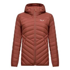 Damska kurtka puchowa Salewa Brenta. Czerwone kurtki sportowe damskie Salewa, l, bez wzorów, z materiału, bez ramiączek, z kapturem, narciarskie. Za 906.00 zł.