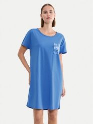 Triumph Koszula nocna 10225066 Niebieski Regular Fit. Niebieskie koszule nocne damskie Triumph, bez wzorów, z bawełny, bez ramiączek. Za 89.99 zł.