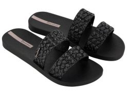 Klapki damskie Ipanema Renda Ii. Czarne klapki damskie Ipanema, bez wzorów, z materiału, sportowe, bez obcasa, bez zapięcia. Za 83.99 zł.