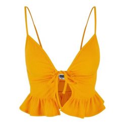 Top Damski / Damski Z Falbaną Waflową Pique. Brązowe topy damskie Urban Classics, xl, bez wzorów, sportowe, bez kołnierzyka, bez ramiączek. Za 68.99 zł.
