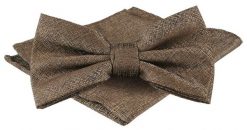 Mucha Męska z Poszetką w Zestawie - Alties - Jasny, Melanżowy Brąz. Krawaty i muchy Alties, bez wzorów, eleganckie. Za 65.00 zł.