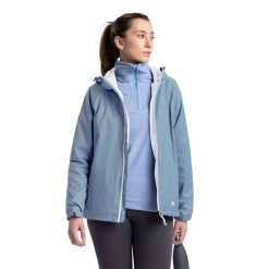 Kurtka Damska Tayah II Wodoodporna. Szare kurtki sportowe damskie Trespass, l, bez wzorów, z materiału, bez ramiączek, z kapturem, trekkingowe. Za 464.99 zł.