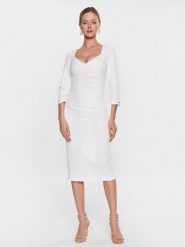 Nissa Sukienka codzienna RZ13994 Biały Slim Fit. Białe sukienki damskie Nissa, na co dzień, bez wzorów, z syntetyku, bez kołnierzyka, bez ramiączek, proste. Za 999.99 zł.