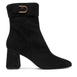 Botki Furla. Czarne botki damskie Furla, bez wzorów, bez obcasa, na słupku, bez zapięcia. Za 829.00 zł.