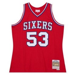 Koszulka Philadelphia 76ers Swingman 1979/80. Czerwone bluzki damskie Mitchell & Ness, bez wzorów, z poliesteru, sportowe, bez kołnierzyka, bez ramiączek. Za 506.00 zł.