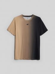 4F Koszulka treningowa szybkoschnąca męska - pomarańczowa L. Brązowe t-shirty męskie 4F, l, bez wzorów, z włókna, bez kołnierzyka, bez ramiączek. Za 139.99 zł.