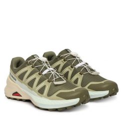 Buty do biegania Salomon. Zielone obuwie sportowe damskie Salomon, bez wzorów, bez zapięcia, do biegania, salomon speedcross. Za 469.99 zł.