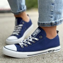 Granatowe tekstylne trampki damskie Big Star Kk274103. Niebieskie trampki i tenisówki damskie BIG STAR, bez wzorów, z tkaniny, bez zapięcia. Za 115.00 zł.