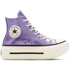 Buty sportowe Converse Chuck Taylor All Star Lift Double Stack Platform Metallic. Fioletowe obuwie sportowe damskie Converse, bez wzorów, z syntetyku, bez zapięcia. Za 421.60 zł.