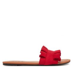 Klapki Pieces. Czerwone klapki damskie Pieces, bez wzorów, bez obcasa, bez zapięcia. Za 79.99 zł.