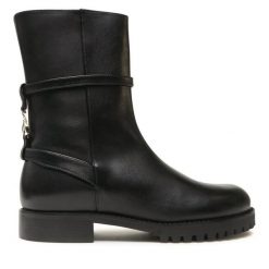 Botki Patrizia Pepe. Czarne botki damskie Patrizia Pepe, bez wzorów, bez obcasa, na płaskiej podeszwie, bez zapięcia. Za 959.99 zł.