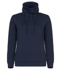 Clique Hobart Women bluza damska z wysokim kołnierzem, miękki materiał. Niebieskie bluzy damskie CLIQUE, xs, bez wzorów, z elastanu, bez ramiączek, bez kaptura. Za 188.92 zł.