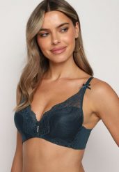 Ciemnozielony Biustonosz Ozdobiony Koronką Full Cup Florinna. Zielone biustonosze Born2be, bez wzorów, z koronki. Za 34.99 zł.
