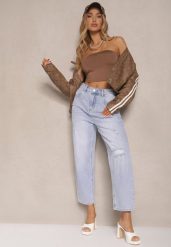 Jasnoniebieskie Jeansy Boyfriend High Waist Zdobione Przetarciami Neniffia. Niebieskie jeansy damskie Renee, z aplikacjami, z jeansu, eleganckie, z podwyższonym stanem. Za 44.99 zł.