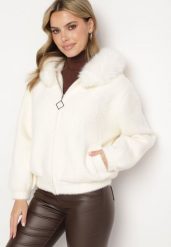 Jasnobeżowa Rozpinana Bluza z Wiskozą Wełną i Futerkiem Tesalttia. Brązowe bluzy damskie Born2be, l, z aplikacjami, z jeansu, eleganckie, bez ramiączek, bez kaptura. Za 219.99 zł.