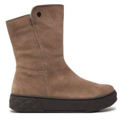 Botki Caprice. Brązowe botki damskie Caprice, bez wzorów, bez obcasa, na płaskiej podeszwie, bez zapięcia. Za 569.99 zł.