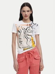 Desigual T-Shirt Collection 25SWTKAC Biały Regular Fit. Białe t-shirty damskie Desigual, l, bez wzorów, z bawełny, bez kołnierzyka, bez ramiączek. Za 129.99 zł.