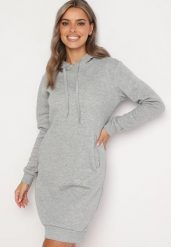 Jasnoszara Tunika Bluza z Bawełną Kapturem i Sznurkami Mivilora. Szare bluzy damskie Born2be, l, bez wzorów, z bawełny, biznesowe, bez ramiączek, z kapturem. Za 69.99 zł.