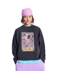 Bluza dla Kobiety LINEUP TERRY Czarny. Szare bluzy damskie Roxy, m, bez wzorów, z bawełny, vintage, bez ramiączek, bez kaptura. Za 174.99 zł.