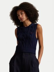 Polo Ralph Lauren Sweter 211959295002 Granatowy Slim Fit. Niebieskie swetry nierozpinane damskie Polo Ralph Lauren, xs, bez wzorów, z bawełny, bez kołnierzyka, bez ramiączek. Za 739.99 zł.