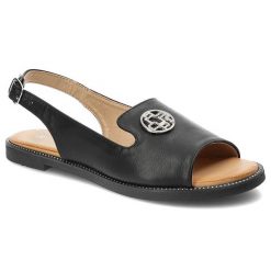 Czarne Sandały Filippo Modne Buty Na Lato. Czarne sandały damskie Filippo, bez wzorów, ze skóry ekologicznej, bez obcasa, bez zapięcia. Za 135.00 zł.